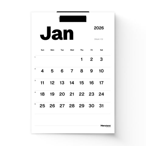 Mono 2026 Wall Calendar with Metal Bracket