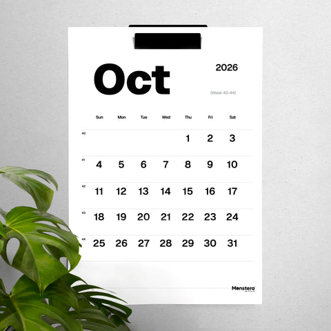 Mono 2026 Wall Calendar with Metal Bracket