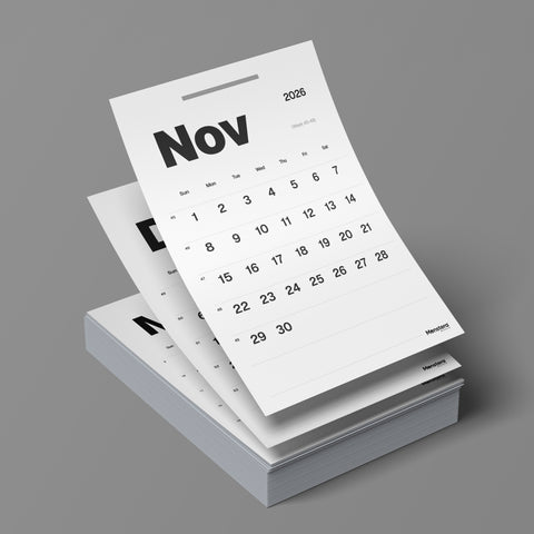 Mono 2026 Wall Calendar with Metal Bracket