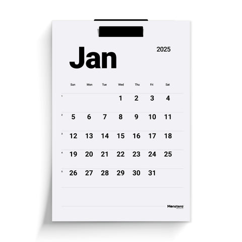 Mono 2025 Wall Calendar with Metal Bracket