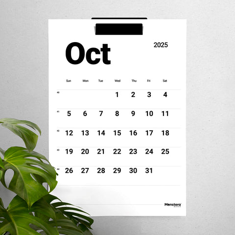 Mono 2025 Wall Calendar with Metal Bracket