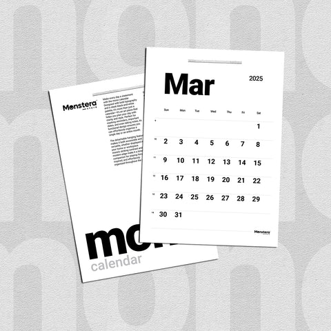 Mono 2025 Wall Calendar with Metal Bracket